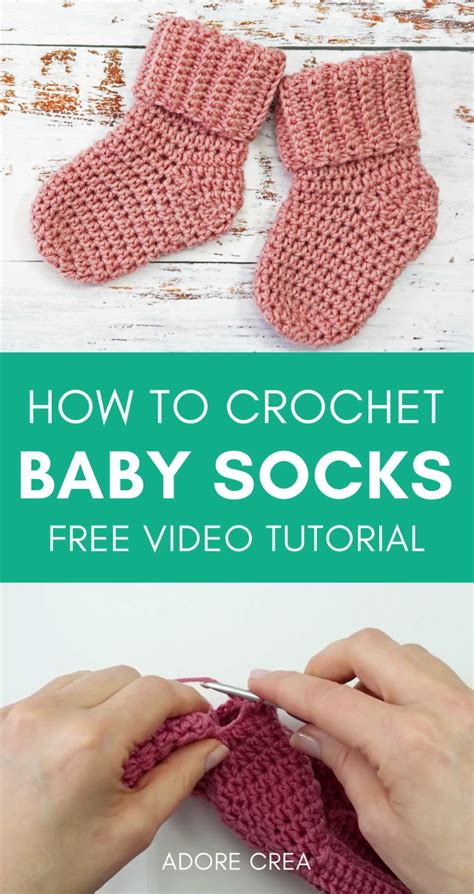 How to crochet baby socks free video tutorial pattern – Artofit