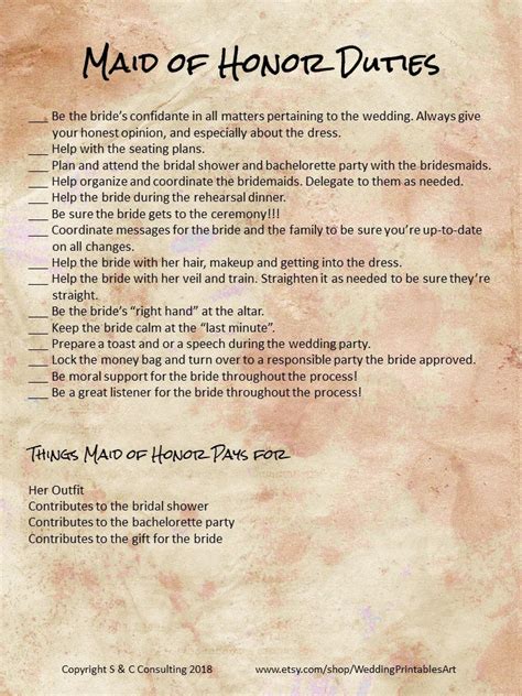 Maid Of Honor Checklist | ubicaciondepersonas.cdmx.gob.mx