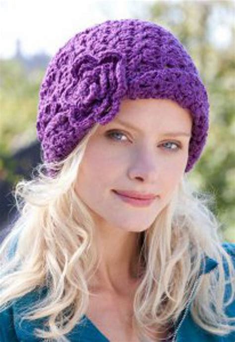 Blooming Purple Beanie | FaveCrafts.com