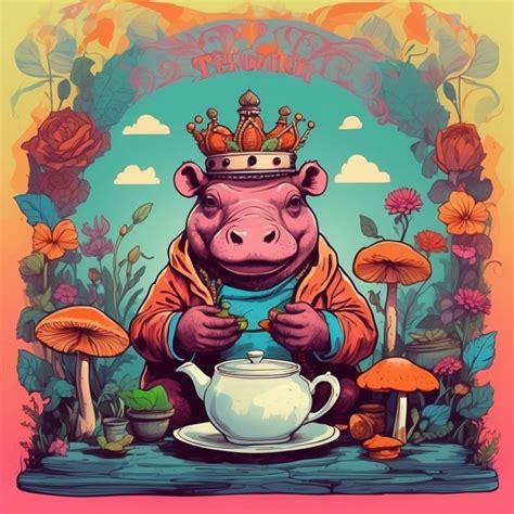 Hippo Psychedelic Tea Ad Art Free Stock Photo - Public Domain Pictures