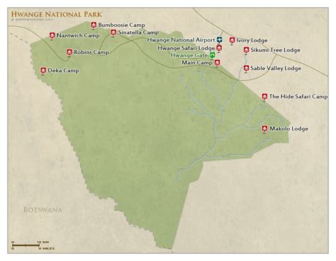 Hwange NP Map – Detailed map of Hwange National Park