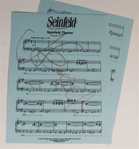 Charitybuzz: Jerry Seinfeld Signed Seinfeld Theme Song Sheet Music - Lot 2187664