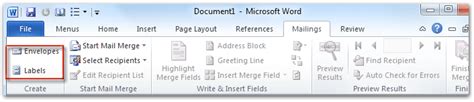 Where are the Envelopes and Labels in Microsoft Word 2007, 2010, 2013, 2016, 2019 and 365
