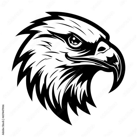 Black outline silhouette of eagle vector art. Bird mascot icon illustration. Stock Vector ...