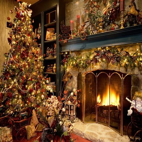 Christmas Tree Fireplace Free Wallpaper download - Download Free ...