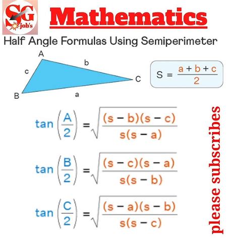 Trigonometric tan half angle formula using semiperimeter#maths #shorts ...