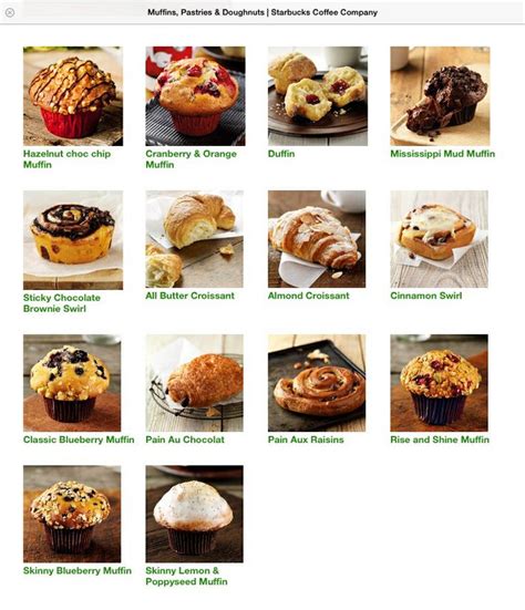 Starbucks Muffins, Pastries & Doughnuts Menu a good treat!