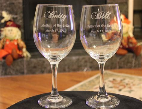 10 Wine Glass Set Wedding Party Engraved Parents of the