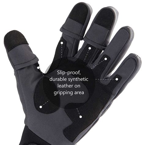 Bassdash WintePro Insulated Waterproof Winter Ice Fishing Gloves For Men With Fleece Lining