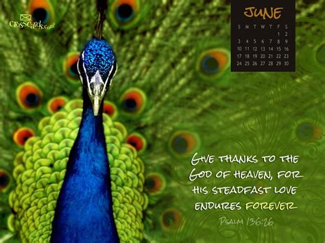 June 2012 - Psalm 136:26 Desktop Calendar- Free June Wallpaper