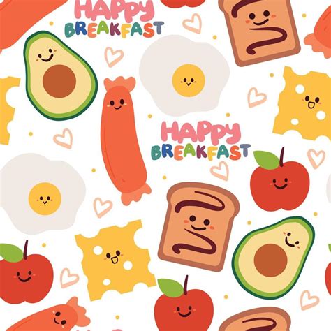 seamless pattern hand drawing cartoon food. for kids wallpaper, fabric print, textile, gift ...