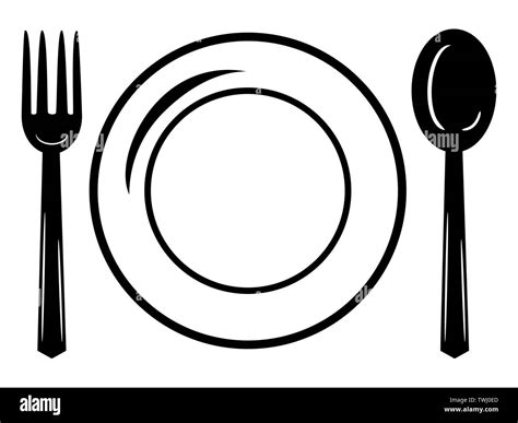 plate with spoon and fork icon illustration isolated sign symbol Stock Vector Image & Art - Alamy