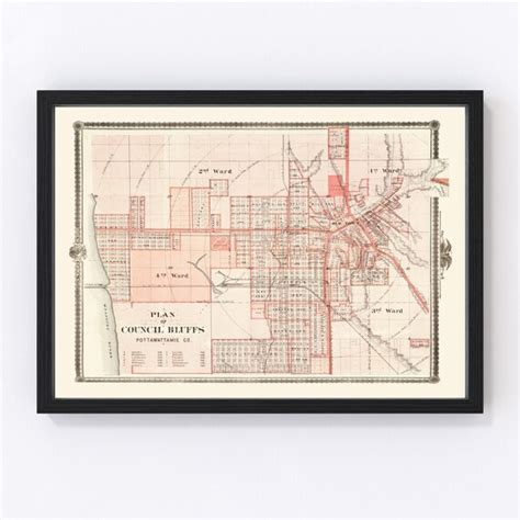 Council Bluffs Map 1875 Old Map of Council Bluffs Iowa Art - Etsy