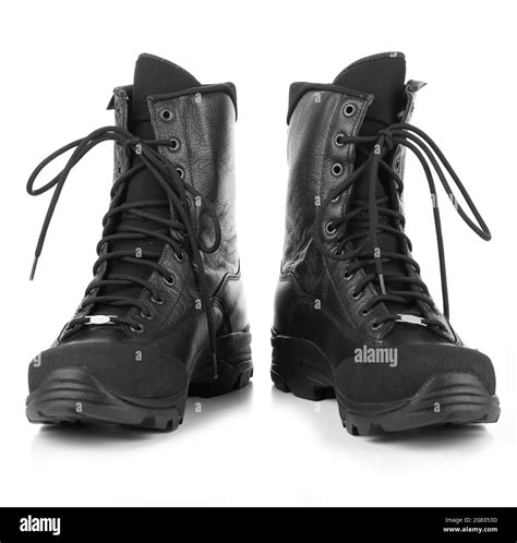 Black army boots, isolated on white Stock Photo - Alamy