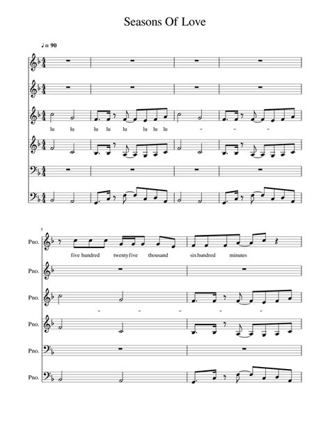 Seasons Of Love Sheet music for Piano (Mixed Ensemble) | Musescore.com