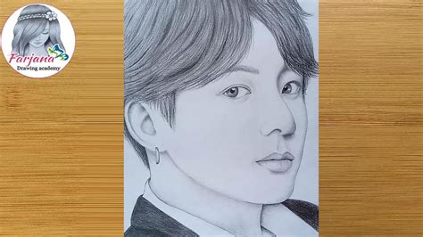 Pencil sketch Drawing of BTS (Jungkook) || Drawing Tutorial || Face ...