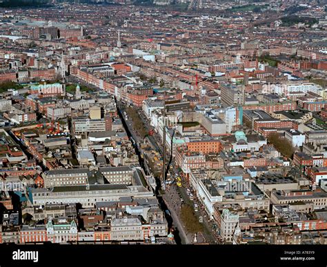 Aerial view of O'Connell Street, Dublin, featuring the Spire of Dublin Stock Photo - Alamy