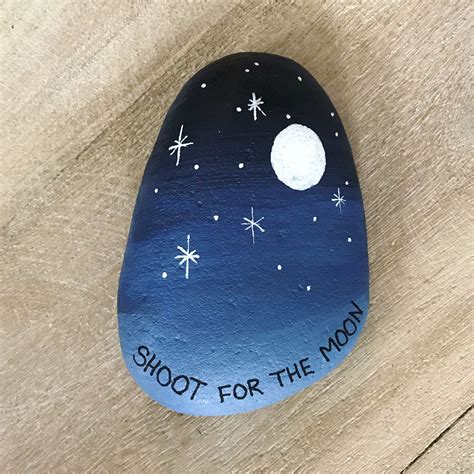 Shoot for the moon. Moon painted rocks. Kindness rocks project | Painted rocks, Moon painting ...