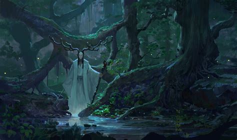 Download Sorcerer Horns Rain Forest Sword Fantasy Druid HD Wallpaper