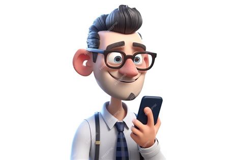 Premium Photo | 3d cartoon character of salesman with phone