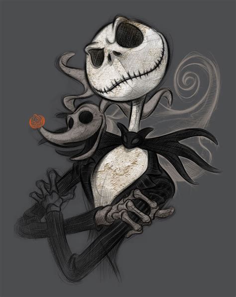 a drawing of jack skellingy from the nightmare before it was dark and drab