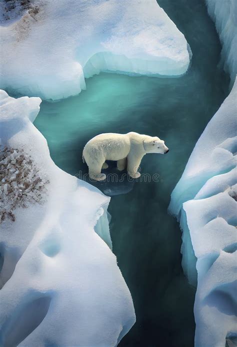 View from Above of Polar Bear in North Pole. Generative AI Stock ...