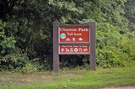 Clayton Park entrance | Park trails, Park, Farmland