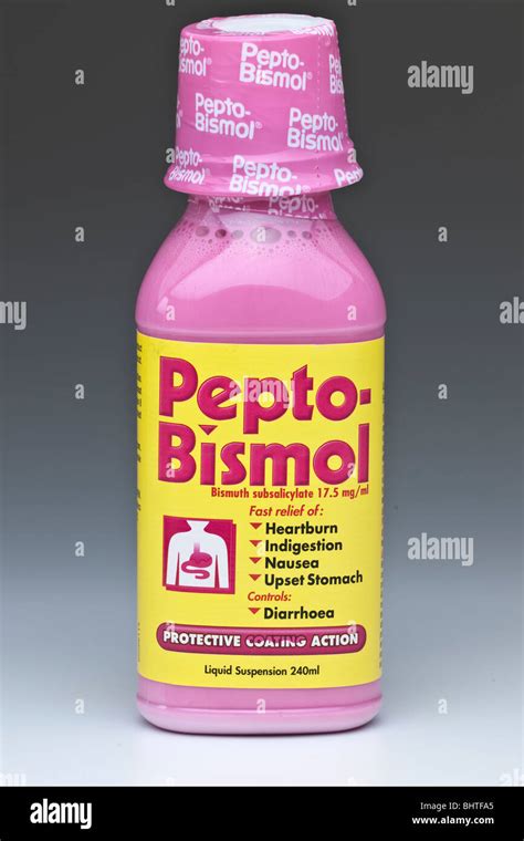 Plastic bottle of pink Pepto Bismol indigestion remedy liquid Stock Photo - Alamy