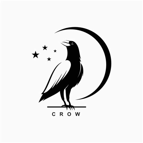 Crow logo design vector in black and white color 11801598 Vector Art at Vecteezy