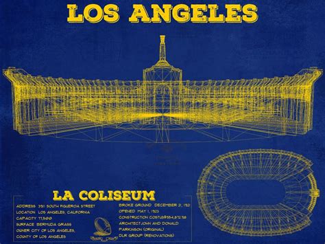 Los Angeles Rams LA Coliseum Seating Chart Vintage Football | Etsy