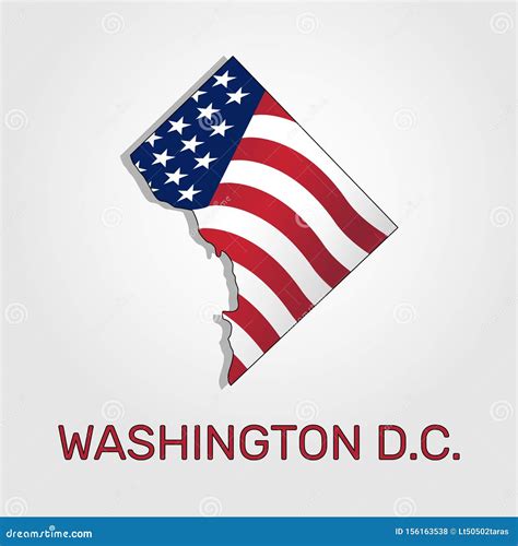 Map of Washington D.C. Combined with Waving USA Flag - Vector Stock Vector - Illustration of ...