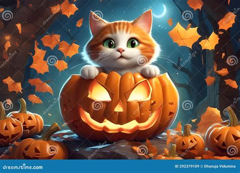 Halloween cute white cat stock illustration. Illustration of concept - 292379109