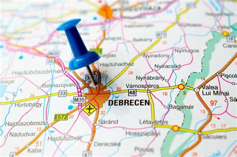 Debrecen on map stock image. Image of europe, city, highway - 122917715