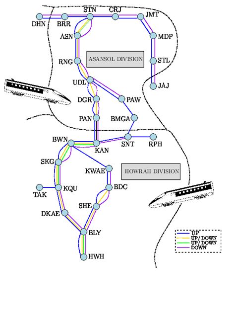 Major part of Howrah and Asansol Division, Eastern Railway, India ...