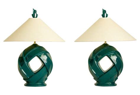 Teal Ceramic Lamps w/ Shades, Pair | Ceramic lamp, Lamp, Ceramic table lamps