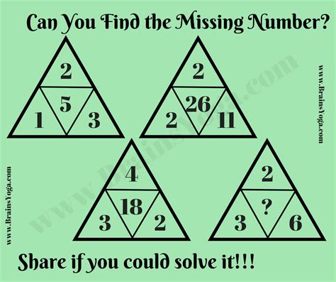 Missing Number Maths Logic Puzzle with Answer - Brain's Yoga