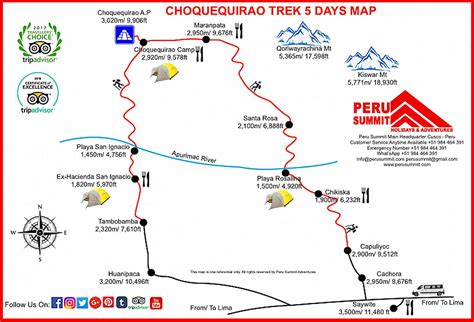 choquequirao trek 5 days map - Peru Summit Adventures