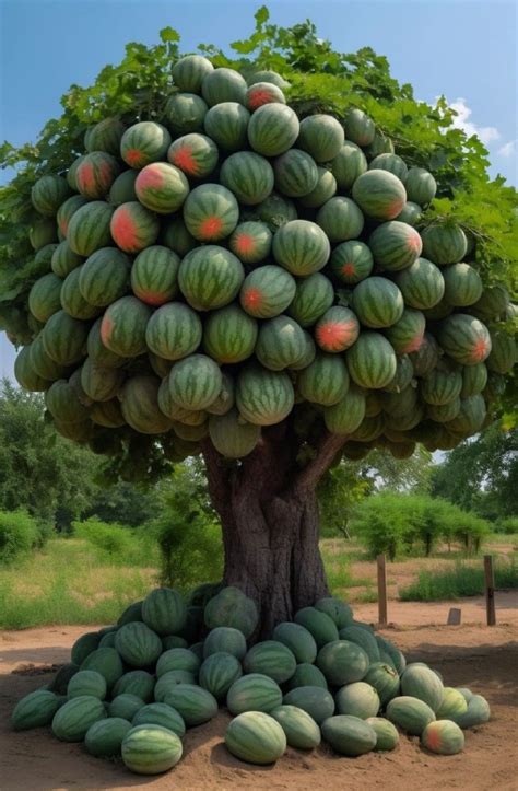 Beautiful Watermelon Tree in a Fruit Garden