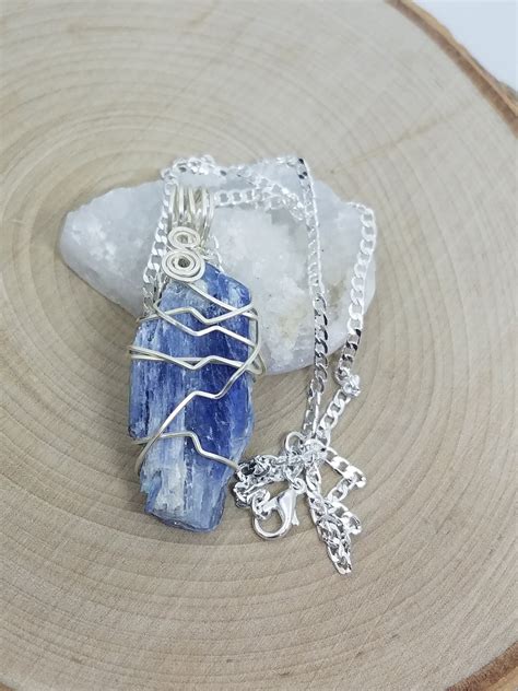 Blue Kyanite Pendant Necklace,Raw Kyanite Necklace,Blue Kyanite Healing Crystal,Raw Crystal ...