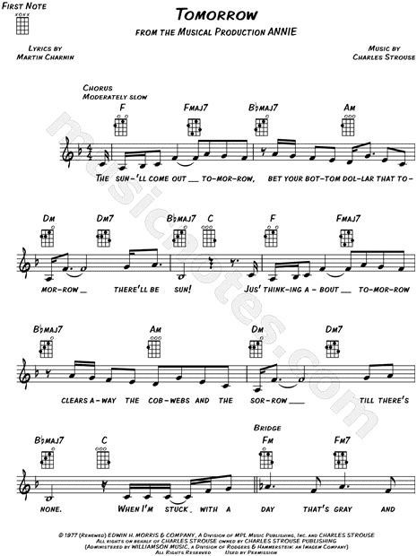 "Tomorrow" from 'Annie' Sheet Music (Leadsheet) in F Major - Download ...