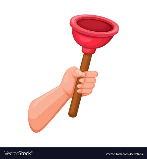 Hand holding toilet plunger symbol cartoon Vector Image