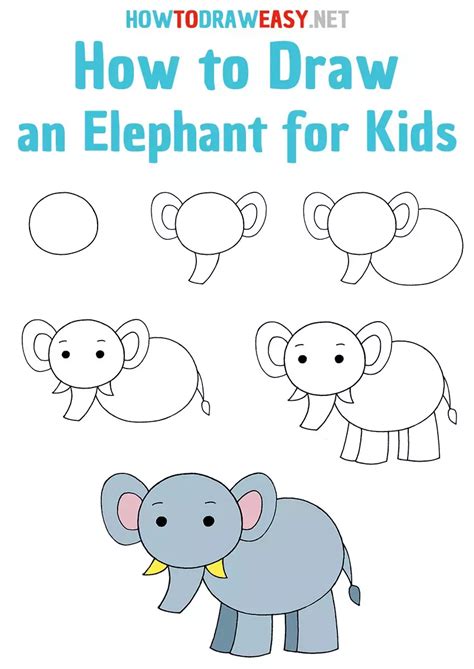 How to draw an elephant for kids – Artofit