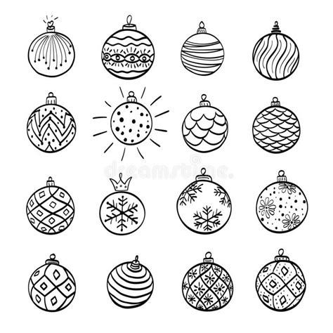 hand drawn christmas ornament ornaments set royalty images and ...