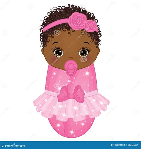 Vector Cute African American Baby Girl Dressed As Princess Stock Vector ...