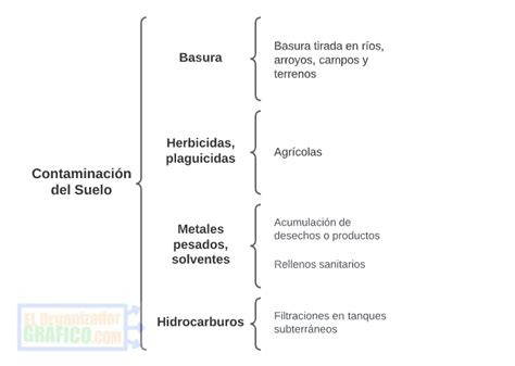 Cuadro de Contaminación del suelo | Sinoptico, Mapas mentales, Suelos