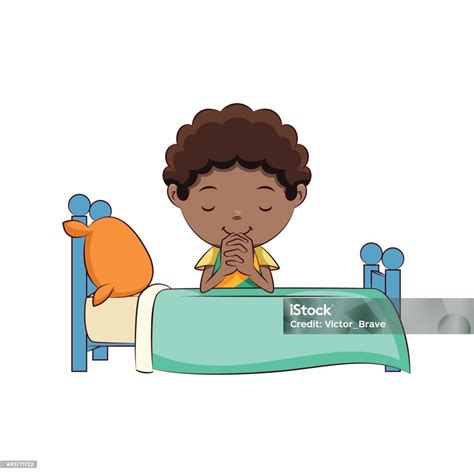 Boy Praying Bed Stock Illustration - Download Image Now - Praying ...