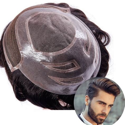 French Lace Front Men's Toupee with PU Perimeter - Aywhair.com