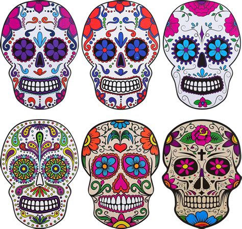 Amazon.com: Zonon 30 Pieces Sugar Skull Decor Halloween Day of The Dead ...