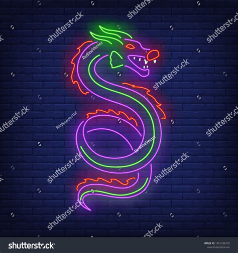 Beautiful Dragon Logo Neon Sign Chinese Stock Vector (Royalty Free ...