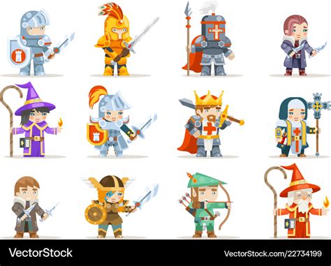 Fantasy set rpg game heroes character icons Vector Image